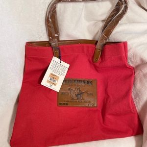 NWT True Religion Canvas Tote, Large, Red